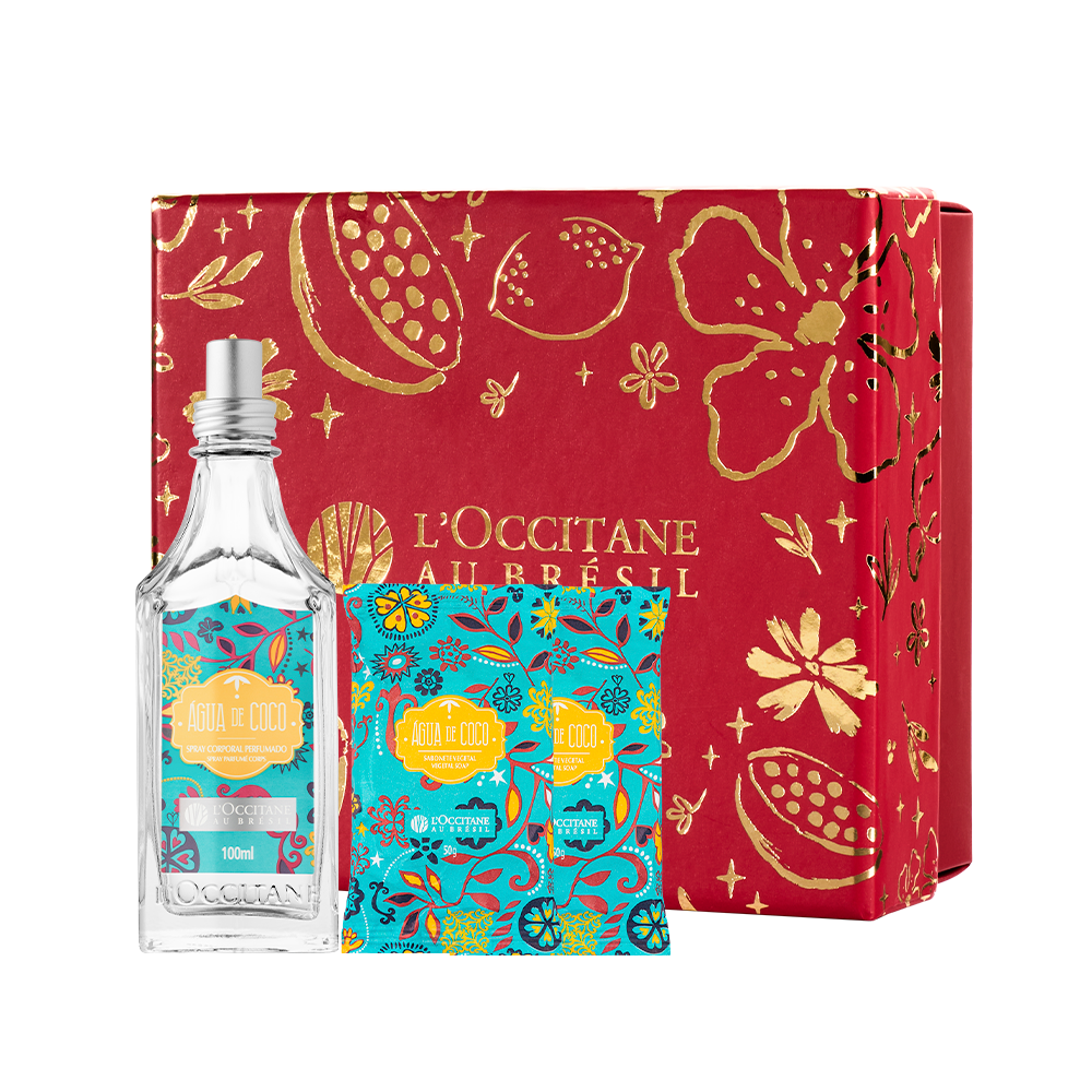 Presente Banho Água de Coco: Spray e Sabonetes